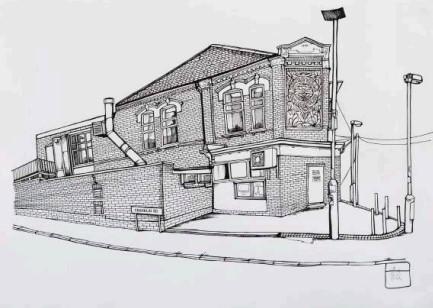 Bournville Social Club (Original Sketch) - Framed by Jo Peel