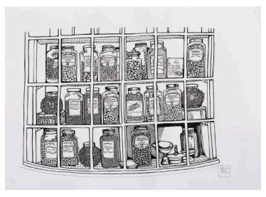 Kids In A Sweet Shop (Original Sketch) - Framed by Jo Peel