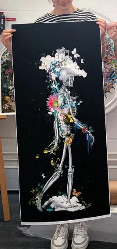Ad Moldu Skaltu Verda - Drifting Skeleton Black - Framed by Kristjana S Williams