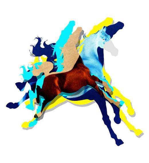 Heppi Hestur (Blue) - Framed by Kristjana S Williams