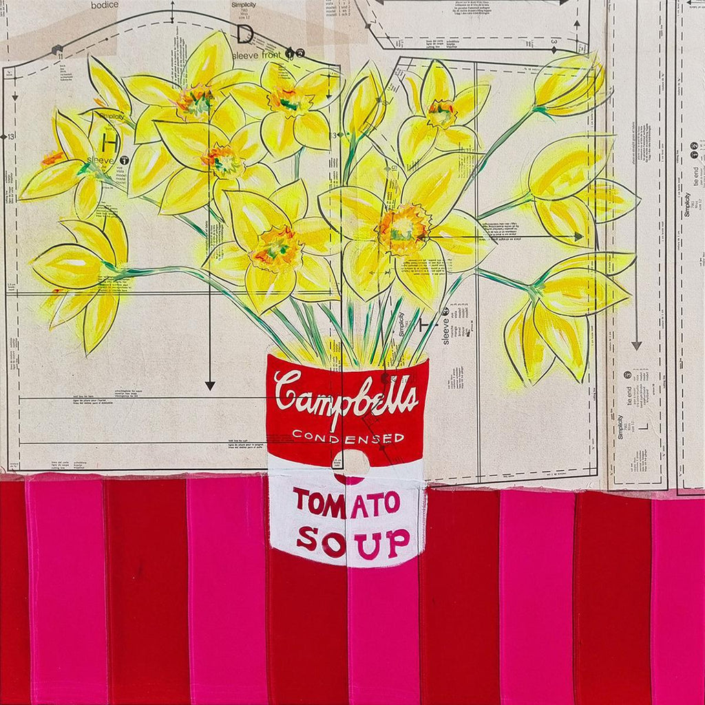 Daffs in Campbells Soup Can (Original) - Framed by Pam Glew