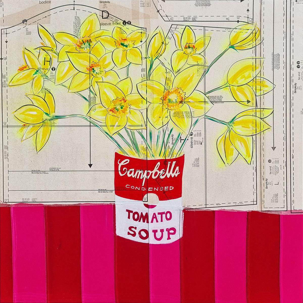 Daffs in Campbells Soup Can (Original) - Framed by Pam Glew