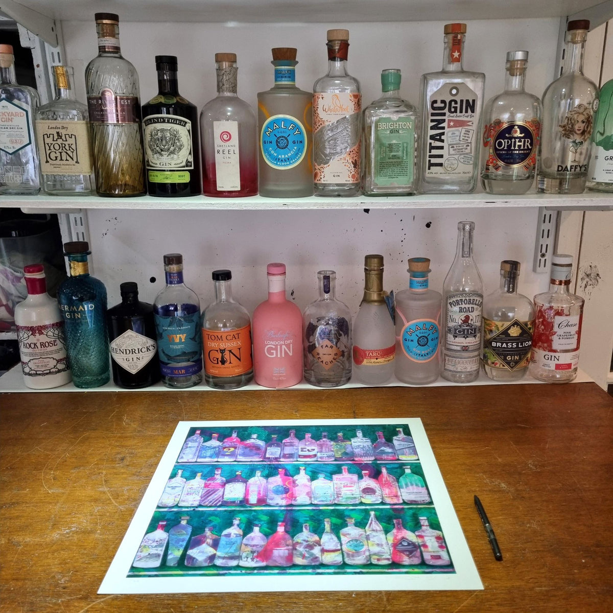 Gin Bar (Small) - Framed by Pam Glew