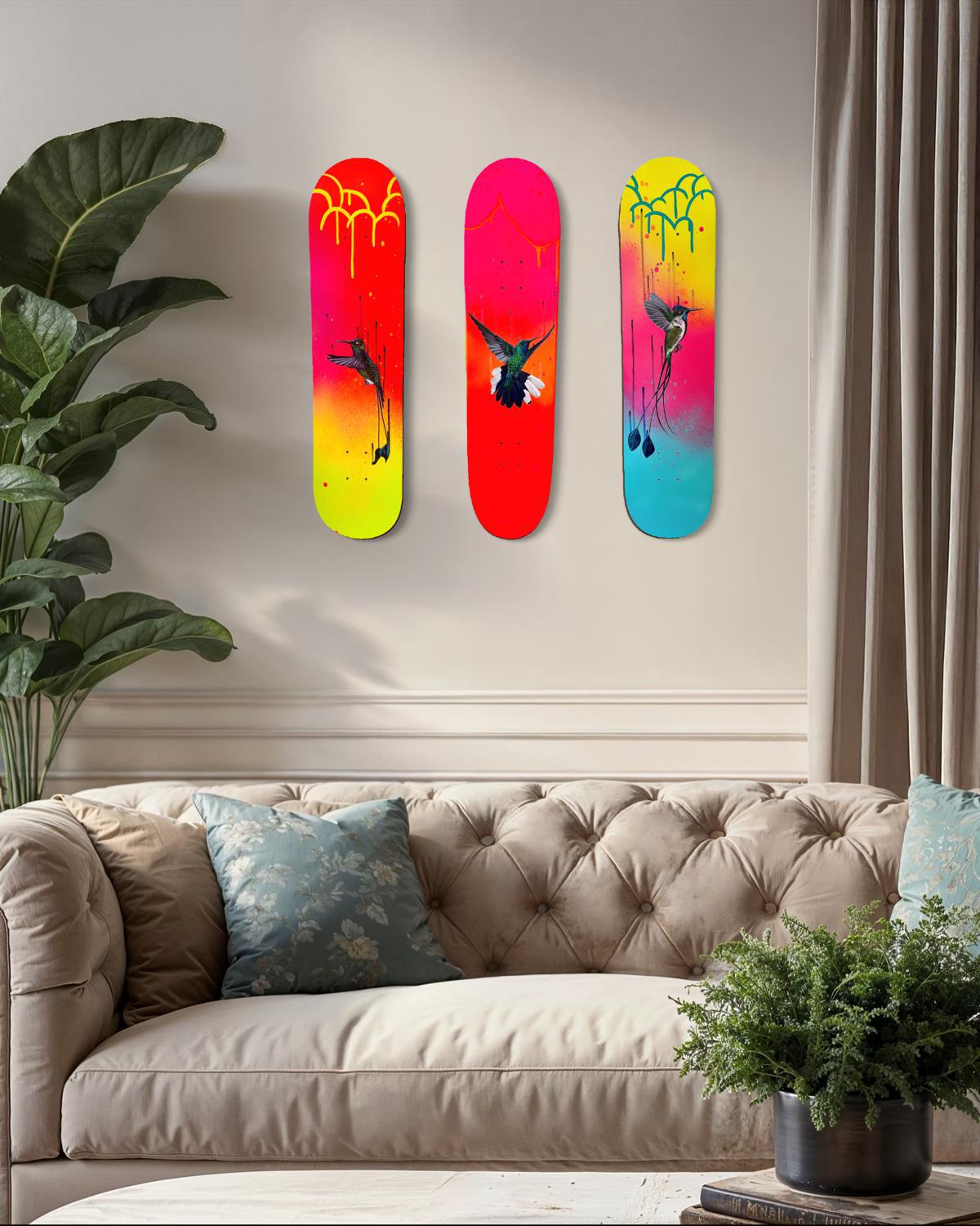 Skatedeck Series - Marvellous Spatuletail Hummingbird by Louise McNaught