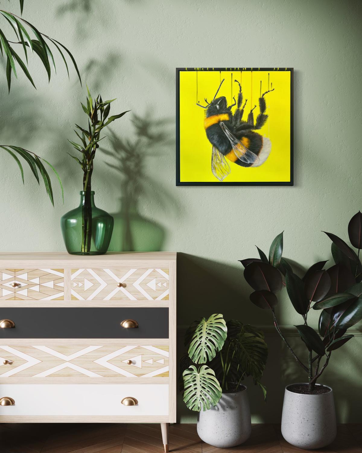 Fluoro Bee Collection - Neon Yellow - Framed by Louise McNaught