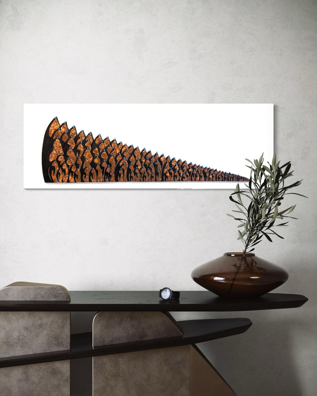 Penguin Wall Panel (L) - Gold & Copper Leaf by Art of Protest Gallery